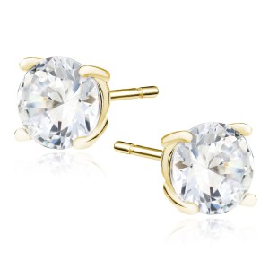 Cercei argint placati cu aur galben cu pietre 7mm DiAmanti 2CO7EG_W-DIA (Argint 925‰ 1,4 g.)